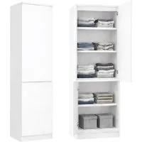 Home Collective Kleiderschrank Garderobenschrank Mehrzweckschrank Schrank platzsparend & vielseitig (50x40x180,5 cm (BxTxH), ideal für Schlafzimmer Flur & Arbeitszimmer) mit 2 Türig & 5 Einlegeböden in weiß
