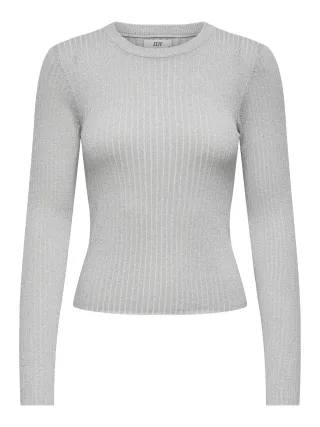 JDY - JDYPLUM LUREX L/S O-NECK PULLOVER KNT Cloud Dancer - Gr. - M