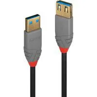 USB 3.2 Gen 1 Verlängerungskabel Anthra Line, USB-A Stecker > USB-A Buchse schwarz/grau, 3 Meter