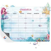 TOBJA Magnettafel Süßer Meerjungfrau Stundenplan magnetisch, abwischbar für Grundschule, Wochenplaner 1. Klasse Schule Mädchen u. Jungen Schultüte