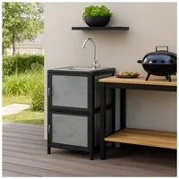 HTI-Living Küchenspüle Spüle mit Unterschrank für Outdoorküche Grau, 46/41 cm, (Stück, 1 St., 1 Outdoorspüle), für Garten und Camping mit Edelstahl-Armatur