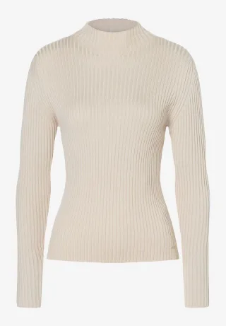 MORE & MORE - Rippstrick-Pullover beige - Gr. - 44