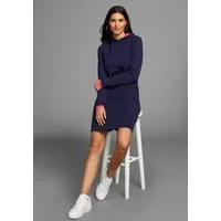 Laura Scott Strickkleid mit Kontrastfarbakzenten und Kapuze