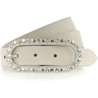 Tamaris Ledergürtel "Cher Silver" femininer Look, Schließe mit Glitzersteinen besetzt