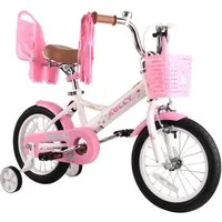 RULLY Kinderfahrrad Kinderfahrrad Mädchen 12/14/16 Zoll für 2–7 Jahre, 1 Gang, Mit Korb, Puppensitz, Stützrädern, Schutzblech & Klingel