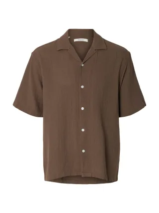 Selected - Kurzarmhemd - Slhrlxcal braun - Gr. - M