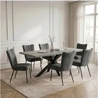 Jiexi Essgruppe Esstisch Ausziehbar 160-200cm mit Samtstühlen Metallbeine