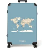 NoBoringSuitcases.com© Hartschalen-Trolley Weltkarte - Ozean - Realistisch - Blau 77 cm - 98 L, 8 Rollen, Koffer Groß für 30kg, Trolley, Rollkoffer, Reisekoffer