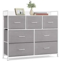 SONGMICS Kommode Schrank, 7 Stoffschubladen, mit Griffen, Metallgestell, Industrie-Design