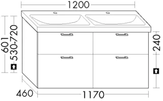 Burgbad Waschtischunterschrank zu Keramik System 30 Preisgruppe 2 Echo 601x1170x460 Rauchgrün WYJW117F6920
