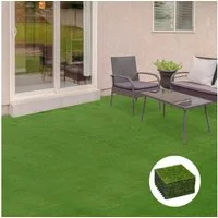 Outsunny Kunstrasen Rollrasen künstlicher Rasen für Balkon Garten, quadratisch, Höhe: 3.5 mm, 25 mm Kunststoff Dunkelgrün 30 x 30 cm