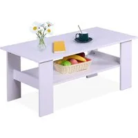 relaxdays Couchtisch mit unterer Ablage (1-St), weiß