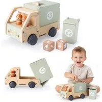 Mamabrum Spielzeug-Auto Mamabrum Müllauto Holz Recycling LKW mit Zubehör Kinder