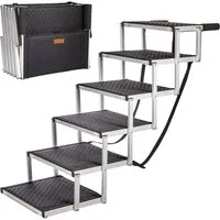 ONVAYA Hunderampe Hundetreppe faltbar, 5 Stufen, 6 Stufen, Hunderampe, Aluminium, faltbare Hundetreppe