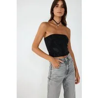 No Matter What Blusentop Trägerloses, verziertes Crop-Top