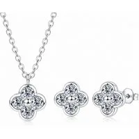 ROUGEMONT Schmuckset Glücksbringer Moissanit Kleeblatt Damen Schmuckset, Funkelnder Moissanit