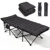 Sekey Klappbett 202 x 80 cm Extra Breit Feldbett XXL Campingbett Klappbar mit Matratze Faltbares Klappbett mit Seitentasche, 600D Oxford-Gewebe, bis 200 kg