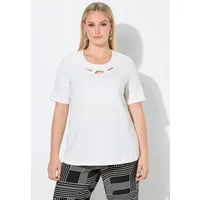 Ulla Popken T-Shirt T-Shirt drapierter Rundhalsausschnitt Cut-Out