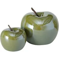 BOLTZE GRUPPE GmbH Dekoobjekt Dekoaufsteller Perly Apfel Porzellan H 7/9 cm Ø 7/11 cm grün 2-teilig