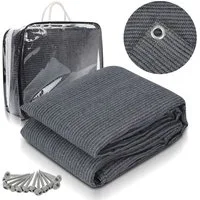 Clanmacy Zeltteppiche Outdoor Vorzeltteppich Camping,Zeltteppich,HDPE,Grau,200x200cm, Quadratisch