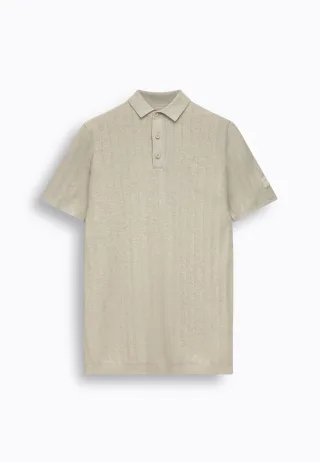 State of Art - Gestricktes Polo mit Struktur beige - Gr. - XL