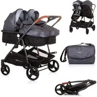 Chipolino Geschwisterwagen Geschwisterkinderwagen Duo Smart, klappbar, umbaubar, verstellbar, Fußsack