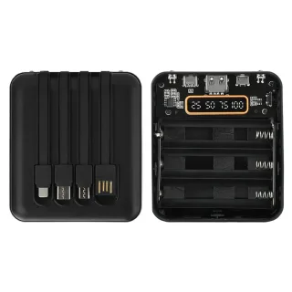 Transparent Power Bank Case 3x18650 Battery Box with Cable DIY Charging Treasure No Need Soldering with Digital Display