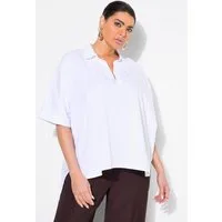 Ulla Popken Hemdbluse Bluse Lochstickerei Oversized Hemdkragen Halbarm