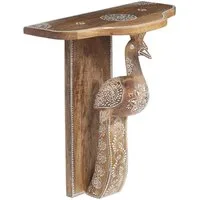 Marrakesch Orient & Mediterran Interior Konsolentisch Boho Wandregal Anshana handgefertigt aus Holz in Natur 38 cm im Trend (1-St), Wanddeko aus Holz