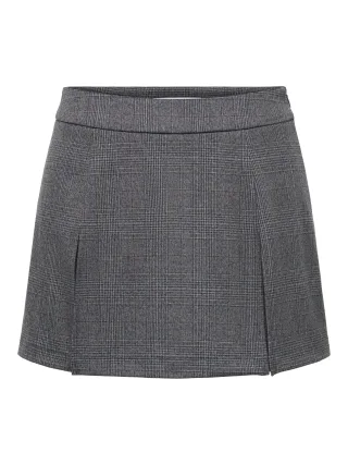 ONLY - ONLELLY-NOON HW PLEAT CHECK SKORT TLR Dark Grey Melange - Gr. - 38