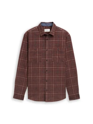 Tom Tailor - Regular Fit Cordhemd mit Karomuster braun - Gr. - XXL