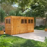 Powersheds Gartenhaus Gartenhaus mit Pultdach und Stülpschalung, Vollholz, BxT: 360x120 cm, (Polyester-verstärkte DachpaPOPe, gehärtetes Glas, hochwertiges Holz), Hochwertiges Holz