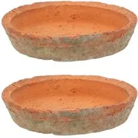 Dekowunder Übertopf 2er Set Terracotta Blumentopf Untersetzer rund Ø 12 cm Landhausstil