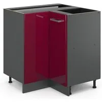 Vicco Eckunterschrank R-Line, Rot Hochglanz/Anthrazit, 75.6 cm ohne Arbeitsplatte (1-St)