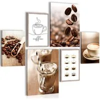 Novart Wandbild Wandbilder Küche Kaffee Gewürze AUFHÄNGFERTIG 90 x 80 cm Küchenbilder, Braun, made in Germany