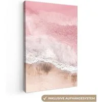 OneMillionCanvasses® Leinwandbild Meer - Strand - Rosa - Natur, Fotodruck (1 St), Leinwand Canvas Wandbild, Wanddekoration 20x30 cm