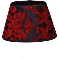 Dirk Davids Leuchten GmbH Lampenschirm Lampenschirm Leinen Oval Rot Schwarz Tischleuchte 25-15-16cm, Vielseitig einsetzbar