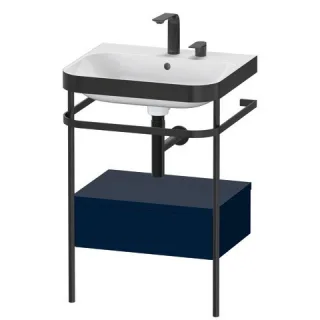 Duravit Happy D.2 Plus c-bonded Set mit Metallkonsole und Schubkasten Nachtblau Seidenmatt 575x490x8 HP4740E9898