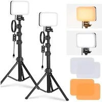 Neewer Videoleuchte 2 Stück LED Videolicht Panel Beleuchtungsset, Bi-Color, Dimmable, Höhenverstellbar 50-135 cm, mit Ständern & Filternm, für Fotografie
