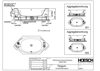 Hoesch Monolith Einbau Whirlwanne iSensi Sechseck 2050x1050 mit System Tergum 3861N.010305001