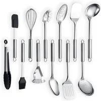 Refined Living Kochbesteck-Set Edelstahl Küchengerät 12 Stück Kochbesteck-Set Küchenhelfer (Spar-Set, 12-tlg. Hochwertige Konstruktion, Küchenhelfer, Kochzubehör, Professionelles Küchengeschirr, Leicht zu reinigen und pflegen), spülmaschinenfest Viel