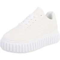 Ital-Design Modischer Sneaker mit Glitzerdetails für Damen Sneaker (91116900) Flach Sneakers Low in Weiß