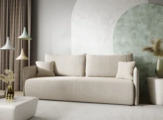 Sofa 2-Sitzer mit Schlaffunktion CALGARY Stoff Curio Hellgrau