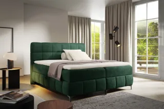 Boxspringbett Schlafzimmerbett SOPHIE 100x200cm Stoff Salvador Flaschengrün