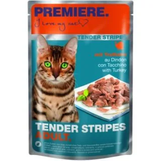 PREMIERE Tender Stripes Nassfutter Katze Adult Truthahn 56x85 g