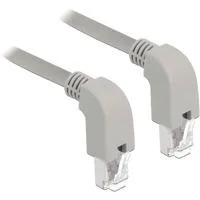 Patchkabel RJ45 Cat.6a S/FTP grau, 1 Meter, gewinkelte Stecker 2x unten