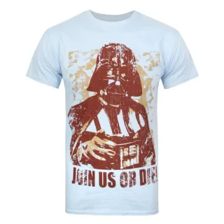 Star Wars - T-shirt Dark Vador 'Join Us Or Die!' - Homme (Bleu pâle)