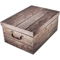 Kreher Aufbewahrungsbox Aufbewahrungsbox, Dekokarton - Motiv: Holz Grau