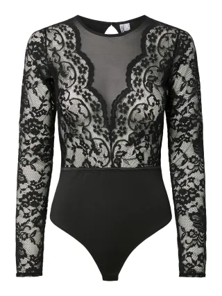 PIECES - PCSARA LS BODYSTOCKING Black - Gr. - M