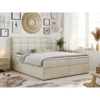 MKS MÖBEL Boxspringbett FAST (Set, Packung, 7 Härtezonen, T30-Schaum, zwei Bettkästen), Doppelbett, Velvet Stoff, Matratzen und Topper T25